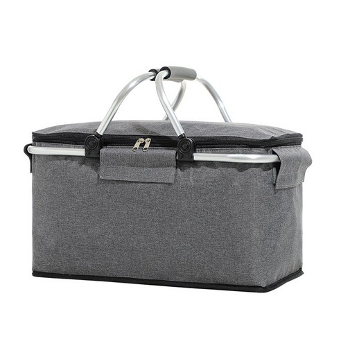 TOMSHOO 접이식 피크닉 바구니 캠핑 가방 보온 가방 휴대용 아이스박스, 그레이, 30L