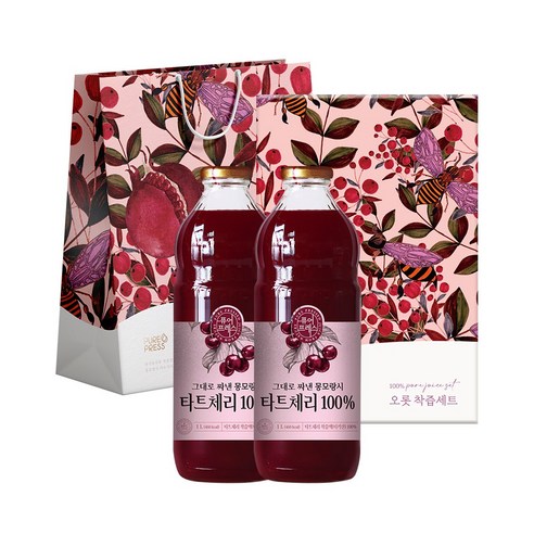 해썹인증 퓨어프레스 NFC 그대로짜낸 몽모랑시 타트체리 타트체리원액 타트체리주스 타트체리즙 100% 1000ml, 1000mlx2병 선물세트