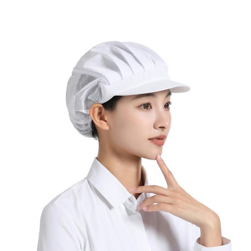 유피 모자 조리 요리사 위생 복 주방 일회용 일식 공장 카페 에어매쉬 두건, 반망사  화이트, 1개