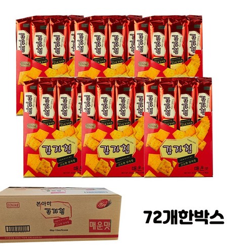 무배] 본아미(bonami) 감자칩 68g x 12봉 X 6 매운맛 한박스 ( 매운맛 총 72 봉), 72개