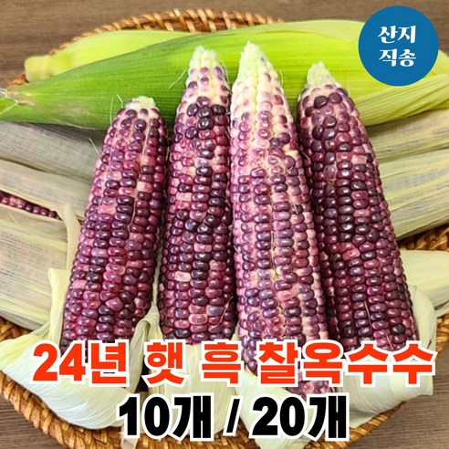 [맛보장] 국내산 햇 찰옥수수 흑찰옥수수 14cm내외 특품 산지직송 못난이 강원도 전남 쫀득쫀득 삶은옥수수 냉동옥수수, 20개