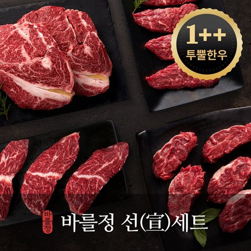 바를정한우 선세트 A 마장동 한우 1등급 안심 등심 투뿔 명품 제비 토시 치마 소고기 부모님 선물세트 구이용, 2세트