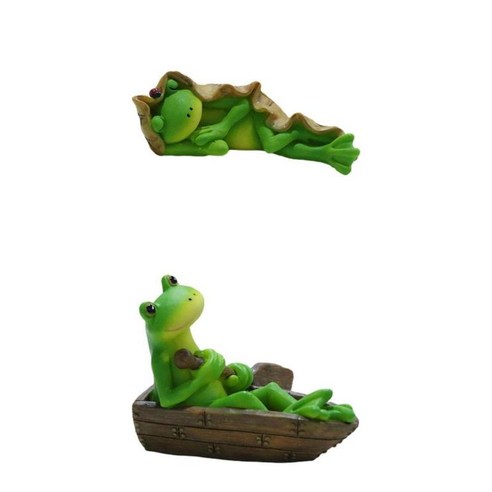 미니 개구리 입상 공예 개구리 동상 책상 캐비닛 장식 보트 개구리+미니 개구리 입상 공예 개구리 동상 책상, 녹색, 수지