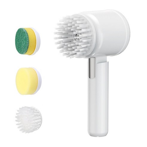 Fowod USB 충전식 무선 전동 청소솔 주방 청소솔, 흰색, 3개