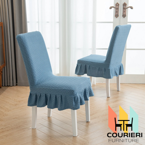 쿠리어리 식탁 덮개 의자 커버 낡은 의자 새의자 만들기, 파란색