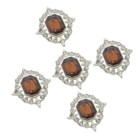 5 Pcs 아크릴 Flatback 라인 석 카보 숑 Diy 바느질 패스너 액세서리, 브라운, 합금