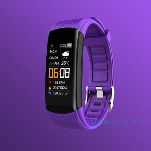 [XIG] 2021 스마트 시계 남자 여자 스포츠 Smartwatch 피트니스 트래커 시계 Ios 심장 박동 모니터 전자 시계 방수, 딥 퍼플, 하나