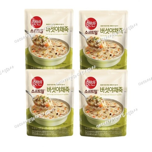비비고 버섯야채죽, 420g, 4개