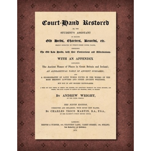 (영문도서) Court-Hand Restored [1879] Paperback, Lawbook Exchange, Ltd., English, 9781616196899