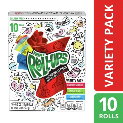 Fruit Roll-Ups 버라이어티 팩 글루텐 프리, 141g, 10개