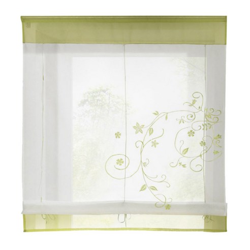 타이 업 창 그늘 커튼 빈티지 보일 얇은 작은 창 커튼 드레이프, 2 녹색 80x100cm, 폴리 에스터