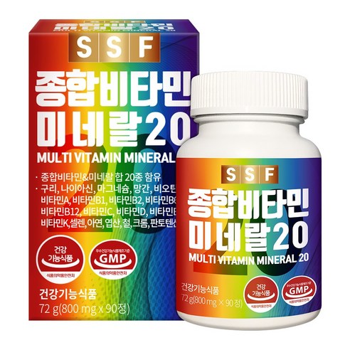 순수식품 종합비타민 미네랄 20종 멀티비타민 3박스(총9개월분), 90정, 3개