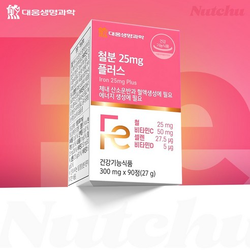 대웅 철분제 25mg 임산부 철분 고함량 비헴철 미네랄 비타민 90정 (3개월), 1개