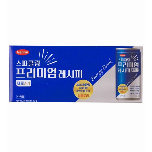 한미 스파클링 프리미엄레시피 제로슈거 [카페인], 10개, 190ml