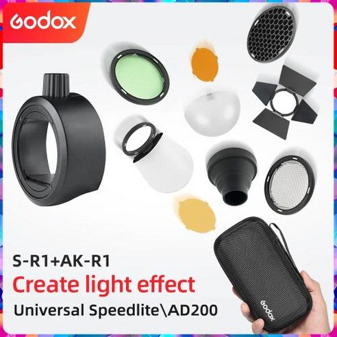 Godox AK-R1 S-R1 헛간 문 스누트 컬러 필터 반사판 벌집 디퓨저 볼 키트 Godox AD200 H200R V1 플래시 헤드, 5.AK-R11