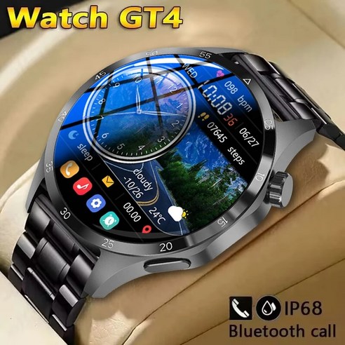 혈당측정 스마트워치 비침습 2024 시계 GT4 프로 NFC AMOLED 466466 HD AI 음성 블루투스 통화 혈당 GPS 궤적 남녀공용, 2.Silver  Watch 4 Pro