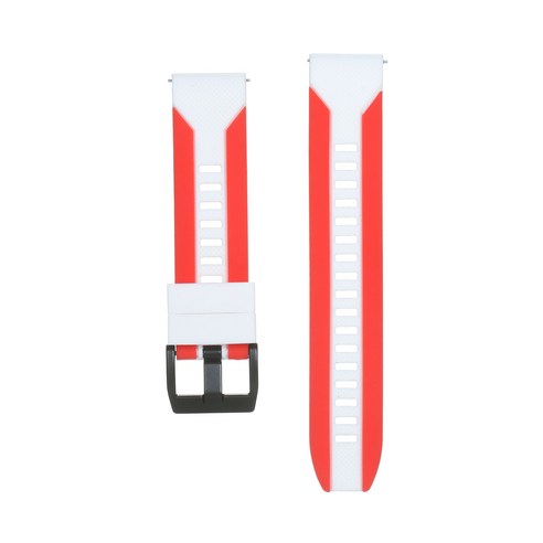 dodocool 22mm 더블 스트라이프 실리콘 버클 범용 밴드, 흰색/22mm, 견장