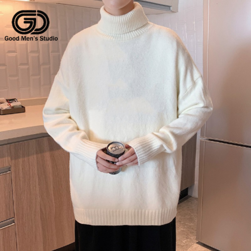겨울 남성 터틀넥 스웨터 캐주얼 패션 두꺼운 단색 스웨터