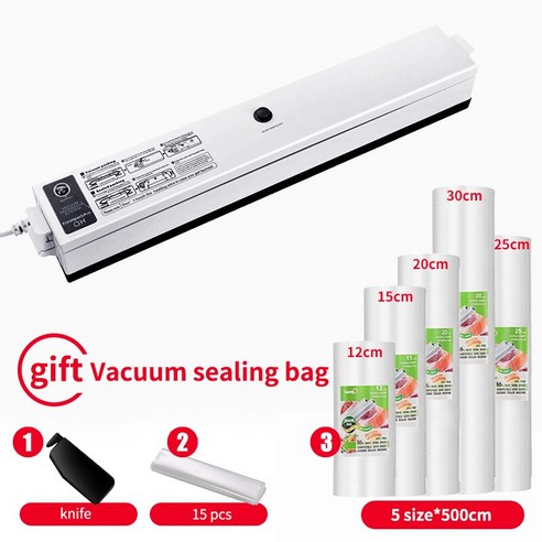 [XIG] 진공 포장기 Sous Vide Vacuum Sealer 220V/110V 식품 저장을위한 새로운 식품 포장기 진공 포장용 진공 봉투, black-5rolls_US 110V