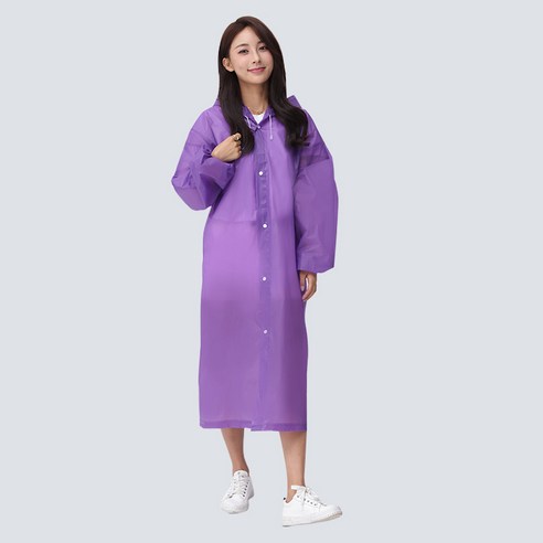 ANKRIC 레인코트 비 일회용 비옷 승마 비옷 패딩 성인 비옷 판초 야외 유니섹스 비옷, 소맷부리 고무줄보라색