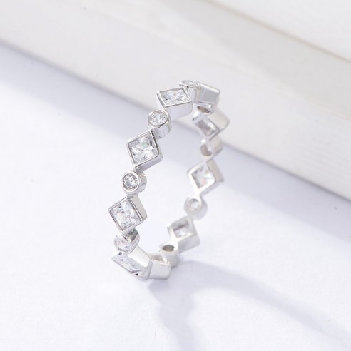 KORELAN원형 마름모 조합 다이아몬드 순은 반지