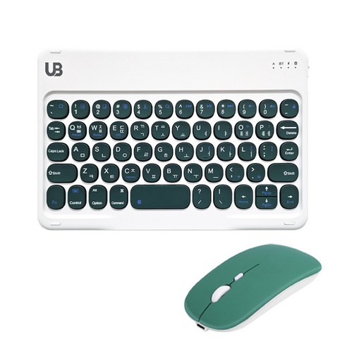 UB BK2 동글 블루투스 키보드+듀얼 마우스 세트, 다크그린 set 스몰, 텐키리스