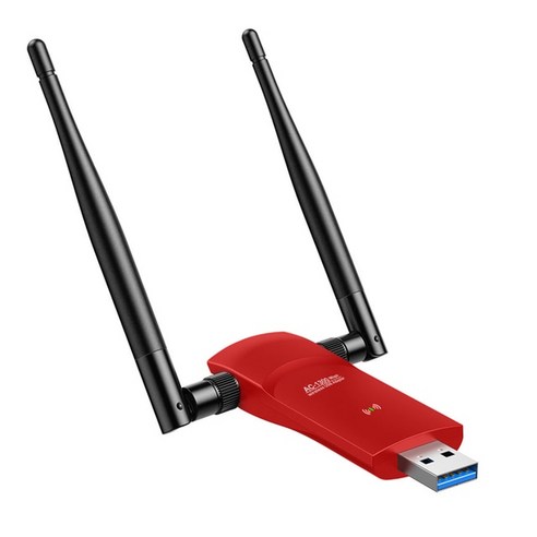LLink 1300Mbps USB WiFi 어댑터 무선 네트워크 카드 USB3.0 2.4G/5.8GHz 5dBi 안테나 Wifi 동글 PC/노트북 Windows10/11 용, 2.Red