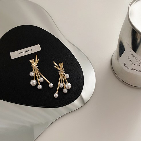 KORELAN 소중 디자인 감각 나무 가장귀 금속 진주 귀걸이 여자 한국 심플하다 백 걸 기질 귀걸이 귀걸이 귀걸이 냉담한 바람