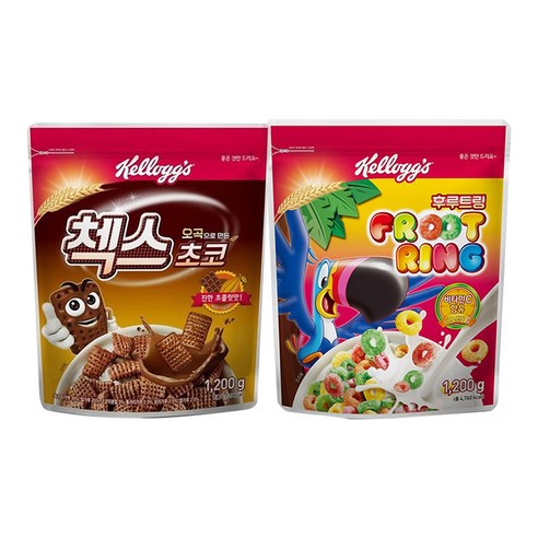시리얼 대용량 2종(오곡첵스초코1200g+후르트링1200g), 1개