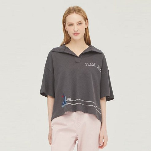 베네통티셔츠 베네통 레터링 카라 반팔 티셔츠_BATS66331DG Best Top3