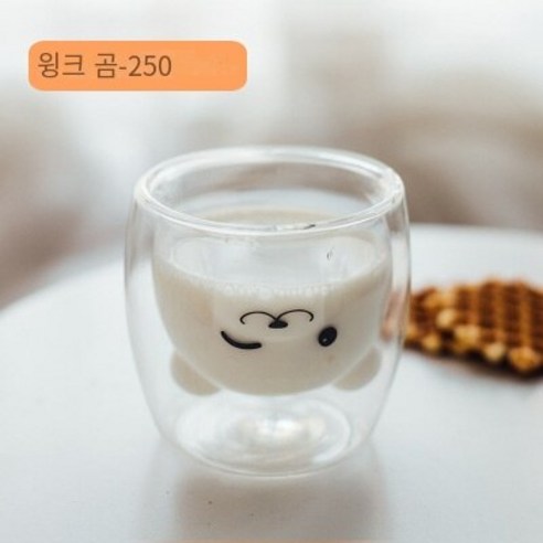 다나에 높은 붕규산 유리 이중층 컵 투명 절연 커피 컵, 블링크 베어, 201-300ml