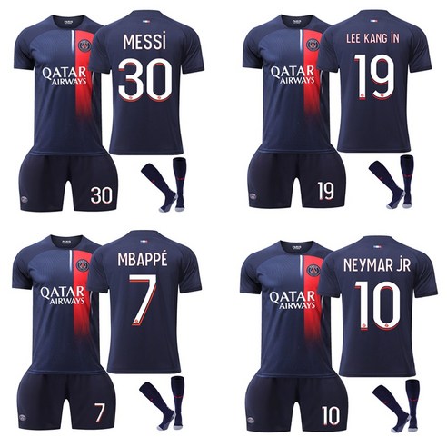 맨시티유니폼  23-24 Paris Saint-Germain Uniform PSG Lee Kang-in Messi Mbappe Neymar Ramos Adult Junior Soccer Uniform Top and Bottom Set + Socks