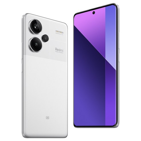 월드 프리미어 글로벌 버전 Xiaomi Redmi Note 13 Pro+ Plus 5G 스마트폰 200MP OIS 카메라 1.5K 120Hz AMOLED 커브드 디스플레이 120W, 화이트, 12GB, 512GB