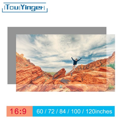 Touyinger 16:9 고휘도 와이드 프로젝터 스크린 Espon BenQ XGIMI용 패브릭 천 빔스크린, 60인치
