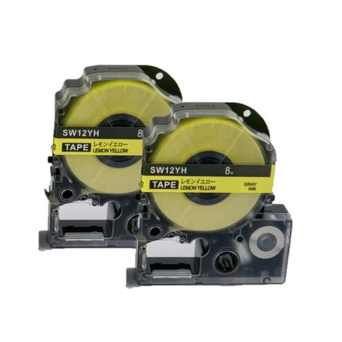 [호환] 엡손 라벨 프린터 테이프 9 12 18 mm LW-K200BL LW-K420 OK730 라벨지 핑크 그린 블루 옐로우 파스텔, 12mm, 레몬 옐로우 2개