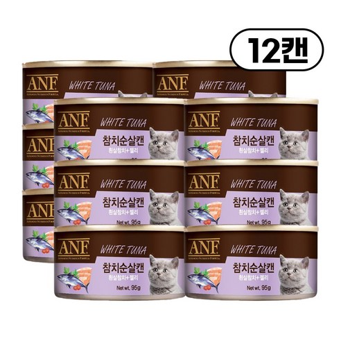 rePet 고양이캔 기호성좋은 고양이 간식 캣 캔, 참치순살, 95g, 12개