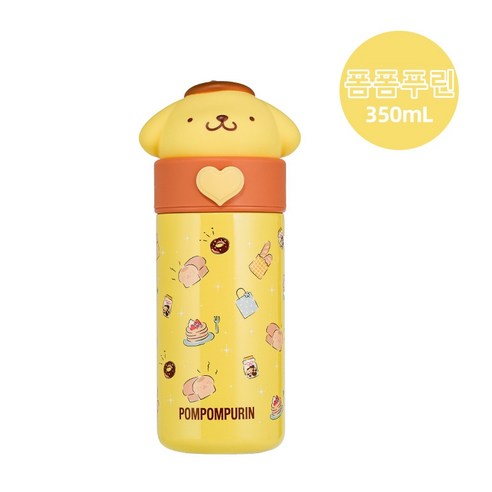 산리오 캐릭터즈 귀여운 입체 피규어 3D 텀블러 시나모롤, 폼폼푸린, 350ml, 1개