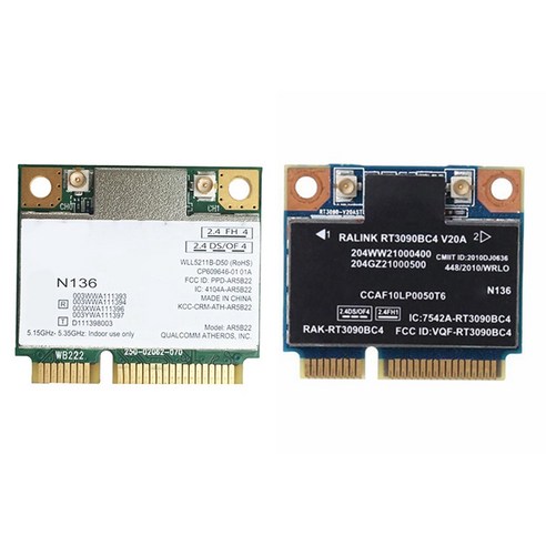 무선 네트워크 카드 300M WiFi WLAN Bluetooth 3.0 AR5B22 하프 PCIE 300Mbps + 블루투스 4.0 WLAN WIFI 무선 카드, {"패션의류/잡화 사이즈":"하나"}, {"색상":"블랙 & 그린 & 화이트"}