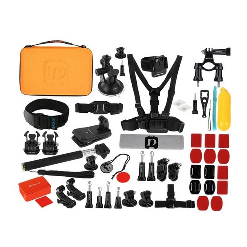 GoPro Hero 7 6 5 4 3 2 새로운 영웅 프로 카메라 용 53-in-1 액세서리 키트, 설명한대로, 검정, ABS