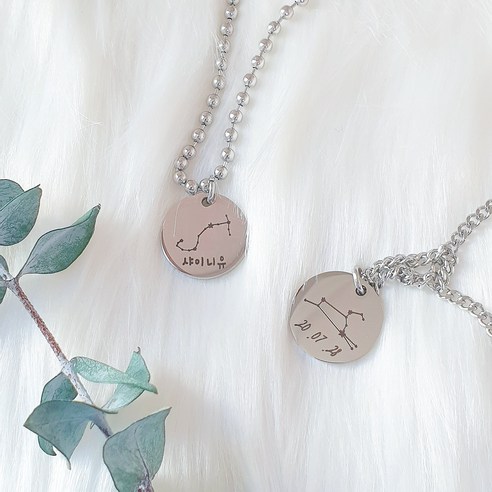 샤이니유 별자리 미아방지 목걸이 써지컬스틸, 45+3cm, 동글볼줄, 물병자리