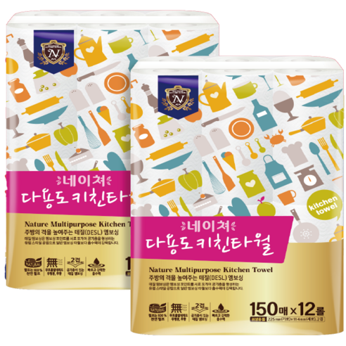 네이쳐 다용도 150 x 12 키친타올, 2개, 1800매