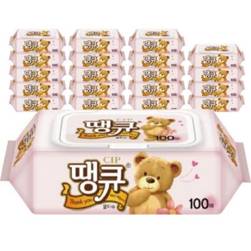 땡큐 물티슈 캡형, 100매, 20팩