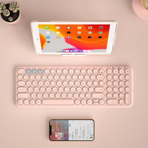 [시요] 블루투스 호환 무선 키보드 마우스 세트 PC 게이머 충전식 게임 키보드 마우스 태블릿 iPad 전화 노트북, Pink Keyboard, 하나, 하나