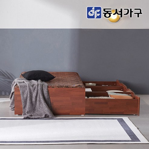 동서가구 유주얼 멀바우 싱글 S 황토숯 흙침대 빅 서랍형 DF642747, 멀바우브라운