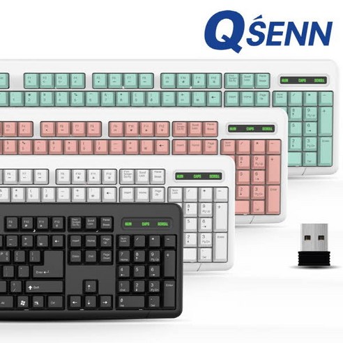 QSENN K1000 무선키보드 [키스킨포함], 핑크/키스킨포함