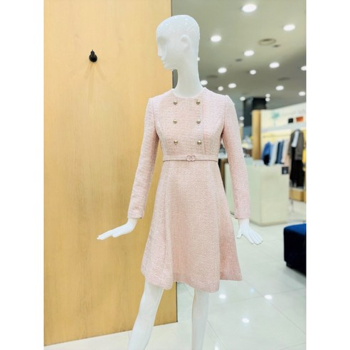 [케네스레이디] (E420) N 트위드 더블버튼 플레어 벨트 원피스 (EGOPMJ9600)