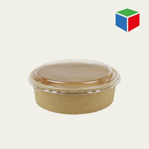 종이용기 KR-1832 (원형/크라프트/PET뚜껑)-1000ml 50개, 1개