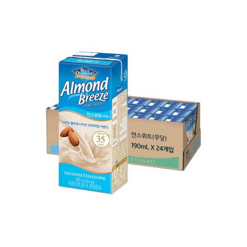 매일유업 아몬드브리즈 언스위트 190ml X 24팩, 24개