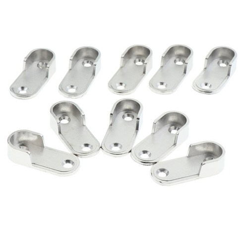 10pcs 타원형 옷장 튜브 지원 브래킷 옷 걸이 막대 홀더 - 실버 표준, 스틸