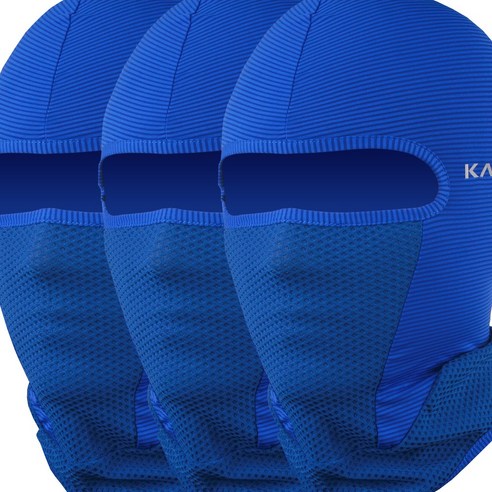 KATTUS COOLS BARACLAVA 1+1+1 망사복면 쿨 바라클라바 냉감바라클라바 복면 멀티스카프 스카프 워머 골프파크 형광증백제스트 완료 KC인증, 블루 3pcs, 3개